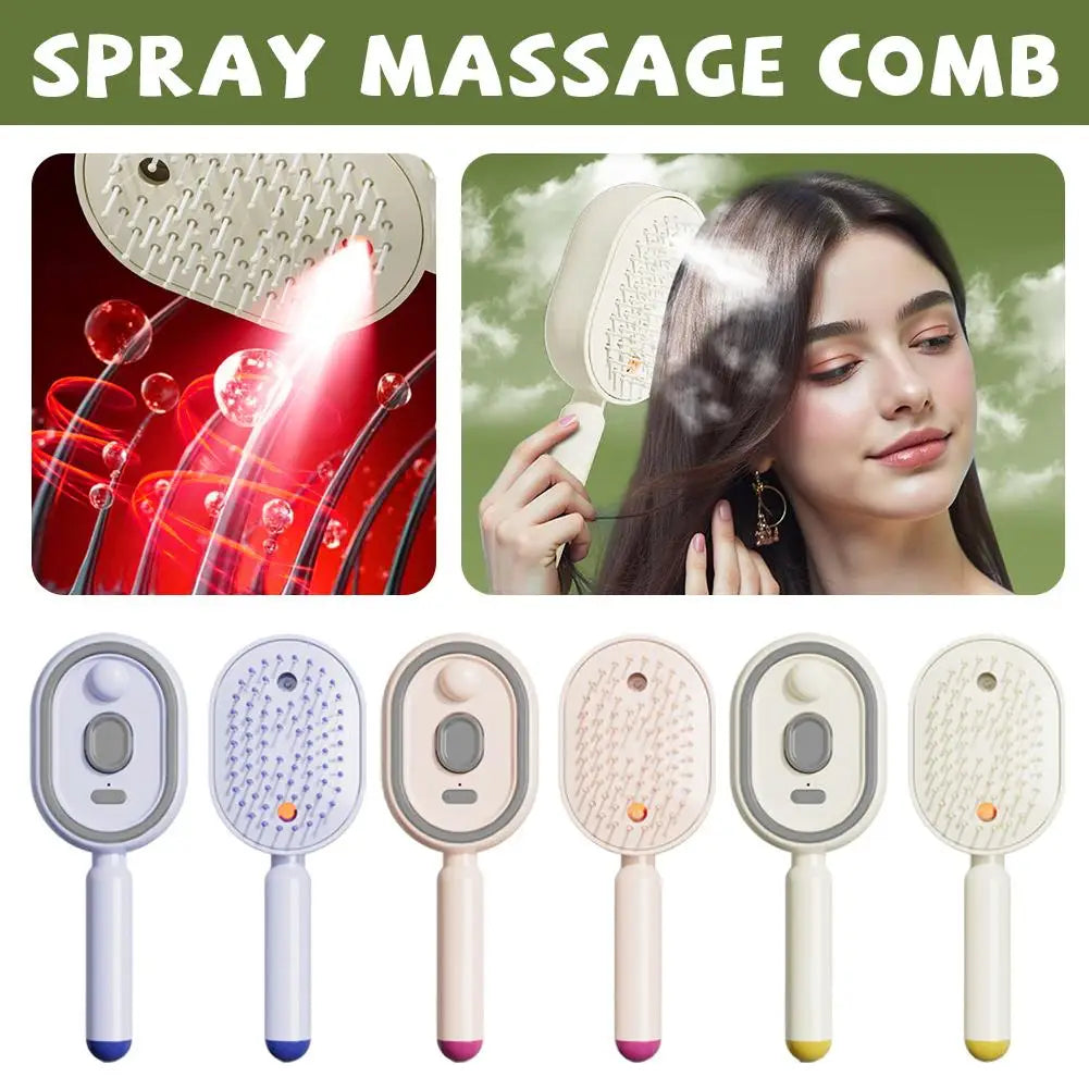 Electric Misting Spray Hair Brush 3 in 1 Steam Air Cushions Massage Comb anti Static Detangling Hairbrushes Styling Accessory