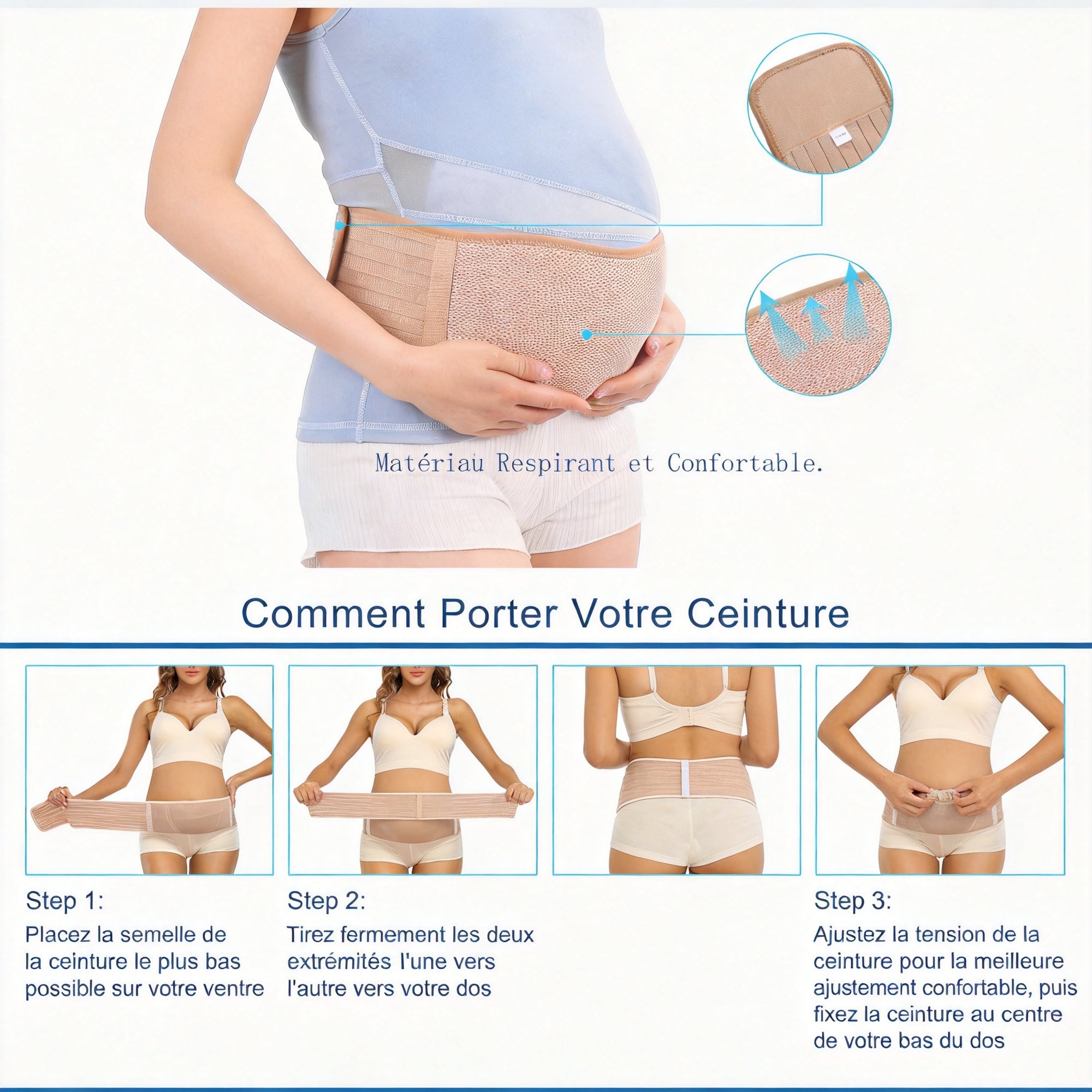 Ceinture de Maternité Ajustable & Respirante — Soutien du Ventre et du Dos – image produit 2 – CISQO SHOP