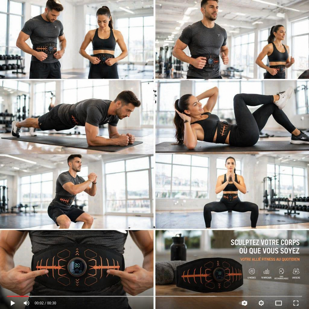 Ceinture de Tonification Abdominale Smart — Électrostimulation, 10 Modes, USB-C – image produit 4 – CISQO SHOP