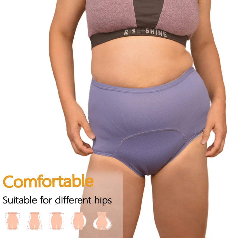 Women plus Size 8Xl Leak Proof Menstrual Panties110 Kg High Waist Femaleunderwear Breathable Waterproof Briefs Heavy Flow 8XL