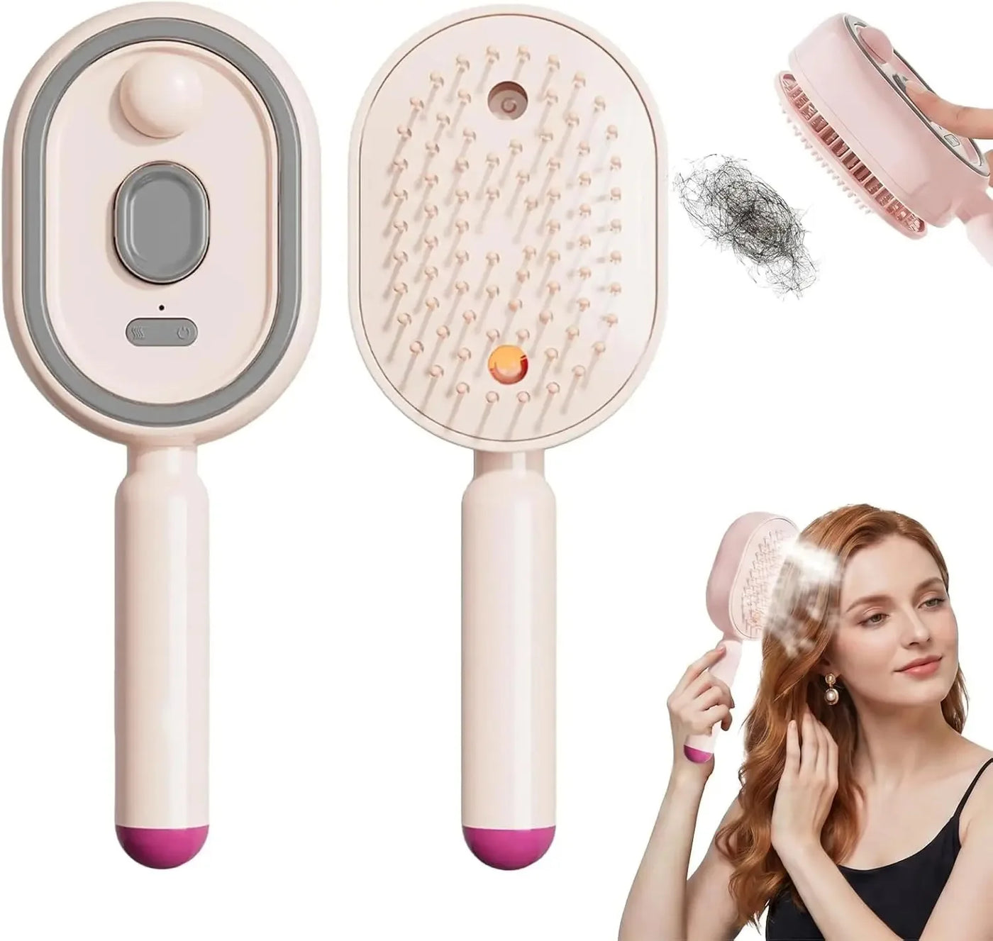 Electric Spray Hair Brush Rechargeable Water Spray Hair Brush Anti-Static Hair Brush Reduce Frizz Electric Steam Massage Comb