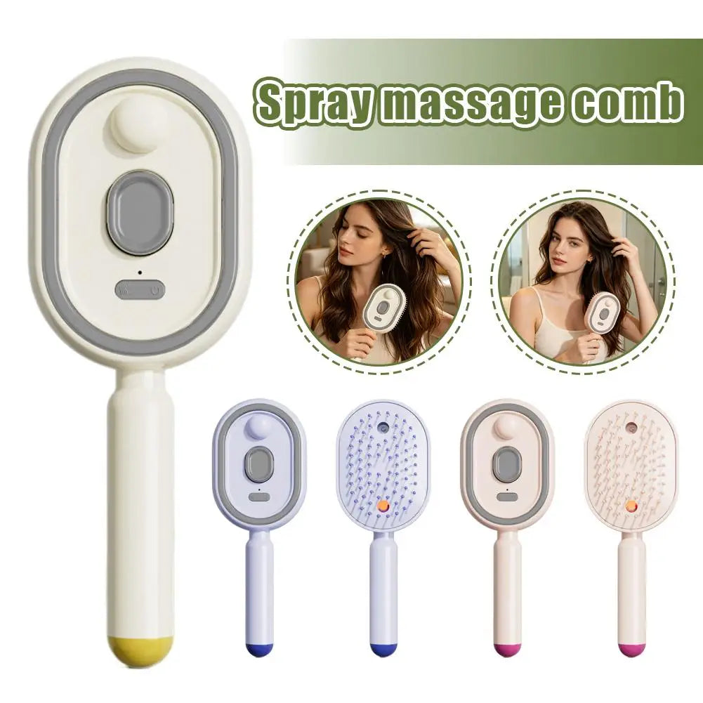 Electric Misting Spray Hair Brush 3 in 1 Steam Air Cushions Massage Comb anti Static Detangling Hairbrushes Styling Accessory