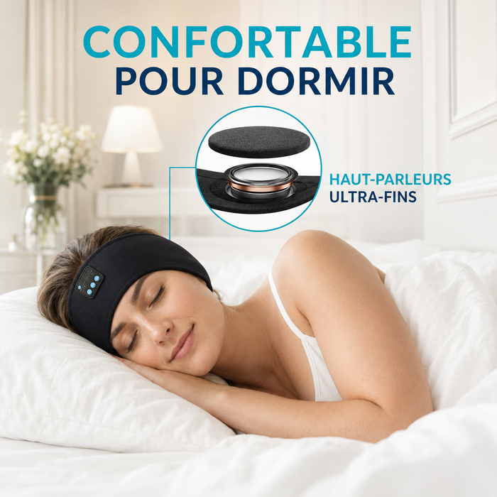 Bandeau Bluetooth Sommeil & Sport — Écouteurs Intégrés, Masque Confort