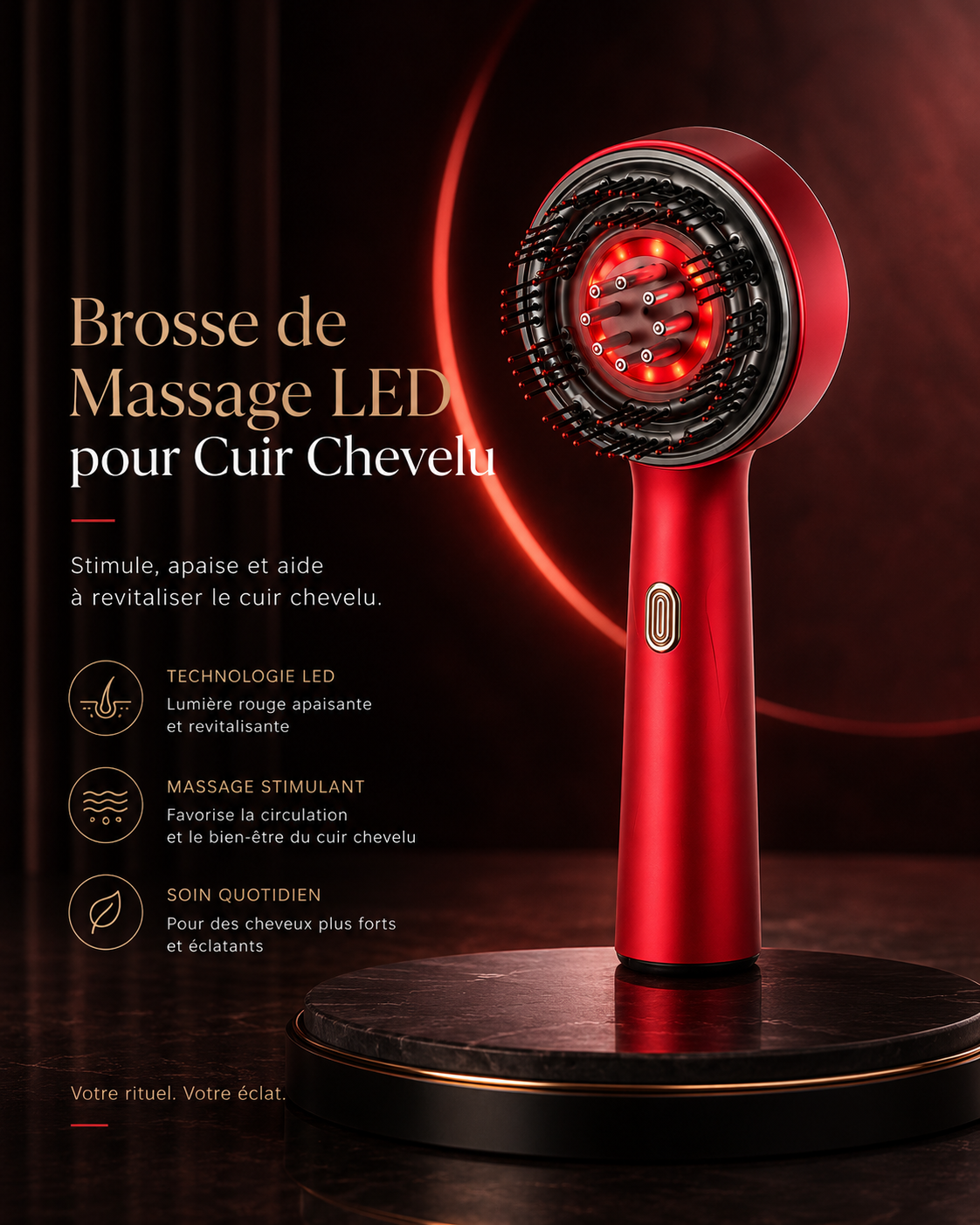 Brosse de Massage LED pour Cuir Chevelu – Soin Stimulant et Relaxant – image produit 7 – CISQO SHOP