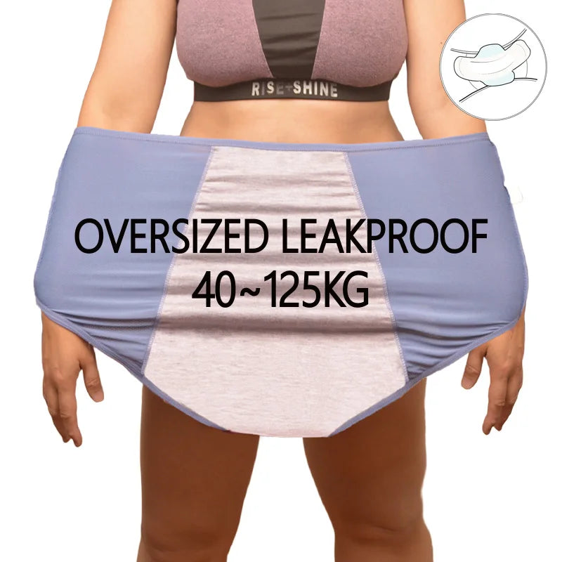 Women plus Size 8Xl Leak Proof Menstrual Panties110 Kg High Waist Femaleunderwear Breathable Waterproof Briefs Heavy Flow 8XL
