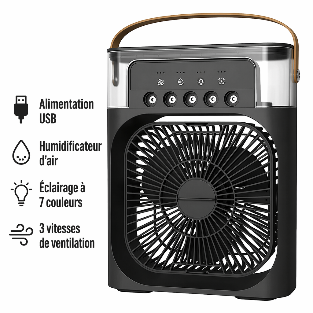 Ventilateur 3-en-1 Rafraîchisseur d'Air — Humidificateur & Veilleuse LED – image produit 7 – CISQO SHOP