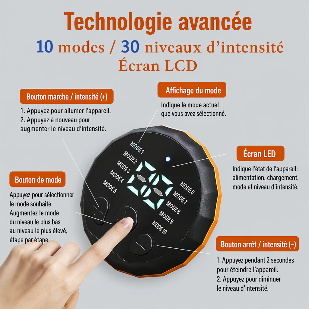 Ceinture de Tonification Abdominale Smart — Électrostimulation, 10 Modes, USB-C – image produit 6 – CISQO SHOP