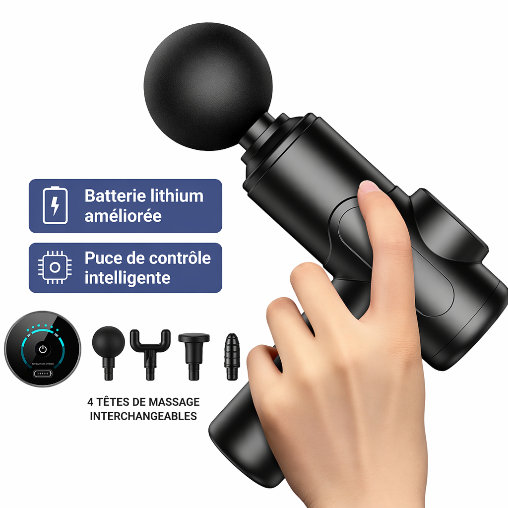 Pistolet de Massage Pro — Récupération Musculaire Profonde, 6 Têtes & Écran Tactile – image produit 1 – CISQO SHOP
