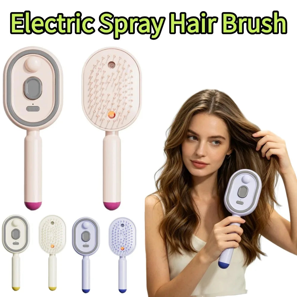 Electric Misting Spray Hair Brush 3 in 1 Steam Air Cushions Massage Comb anti Static Detangling Hairbrushes Styling Accessory