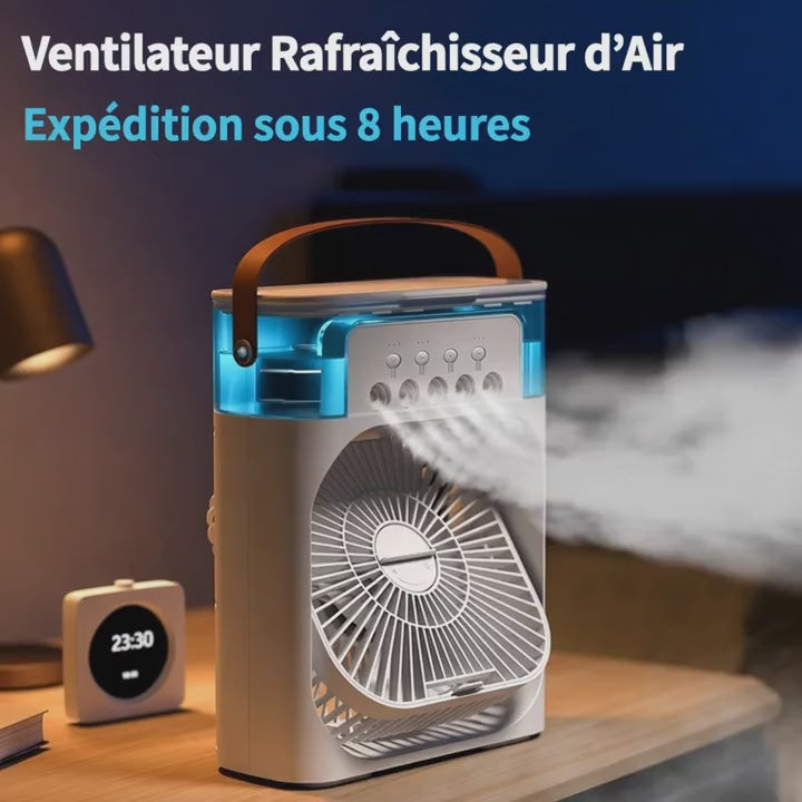Ventilateur 3-en-1 Rafraîchisseur d'Air — Humidificateur & Veilleuse LED
