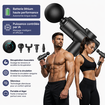 Pistolet de Massage Pro — Récupération Musculaire Profonde, 6 Têtes & Écran Tactile – miniature produit 3 – CISQO SHOP